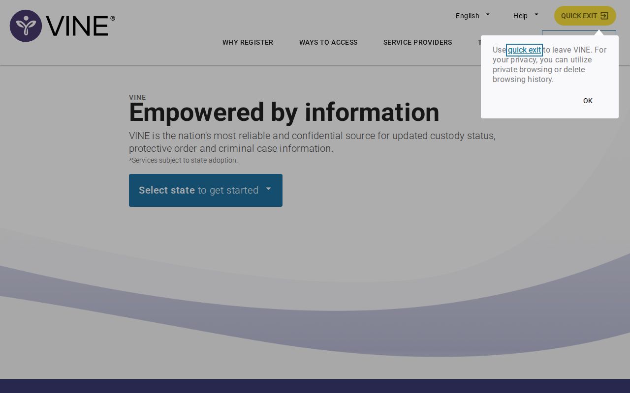 VINELink Minnesota custody search and notification interface